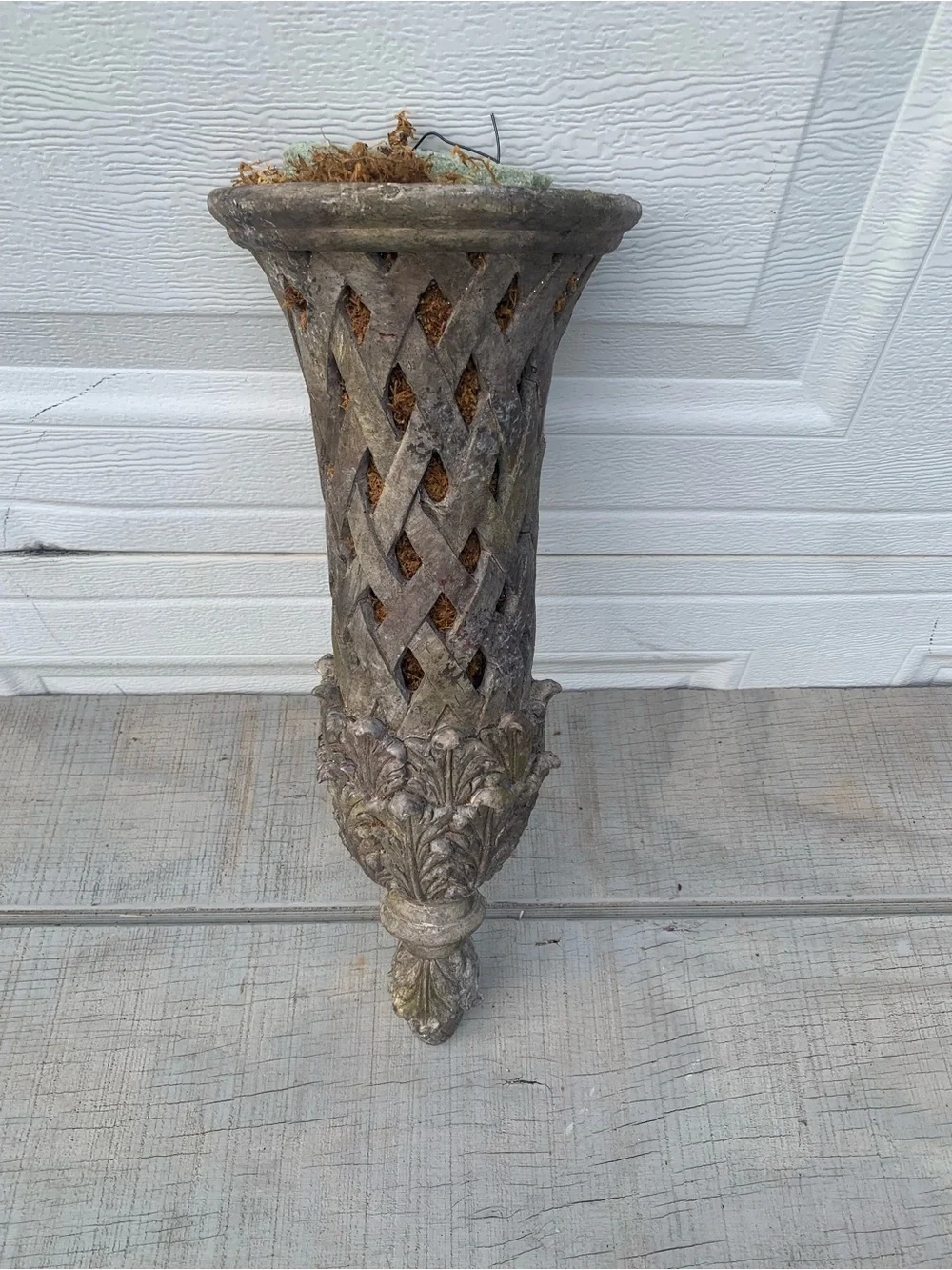 Vintage Wall Cornucopia Planter Horn Basket Resin Acanthus Floral 18”Wall Packet